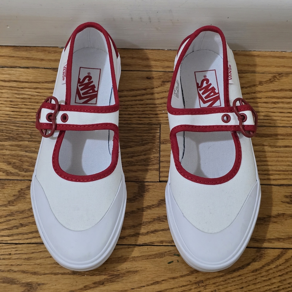 Vans Kids' White & Red Mary Jane Sneakers
